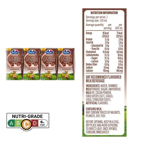 Pauls UHT Chocolate Kids Milk 4 x 110ml