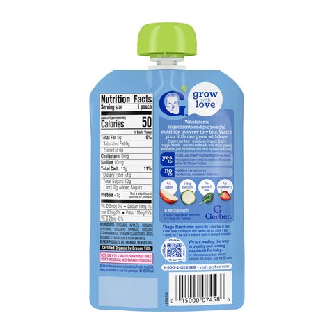 Gerber 2nd Foods Apple Zucchini Spinach Strawberry Pouch Puree (From 12 Months) 99g