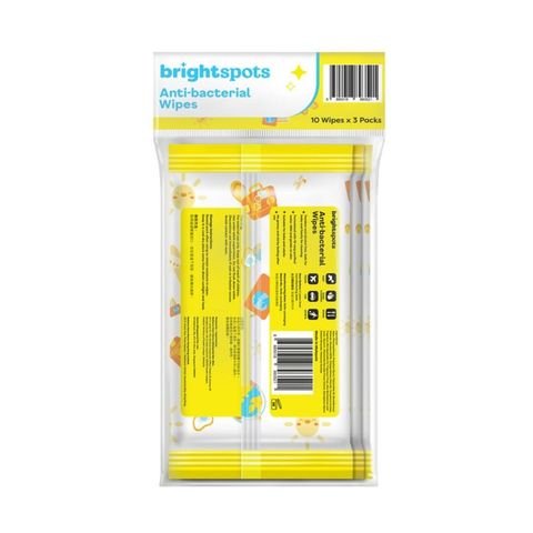 brightspots Anti-bacterial Wipes (Travel Pack) 3 x 10s