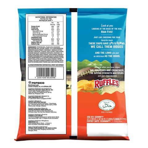 Ruffles Cheddar & Sour Cream Potato Chips 50g