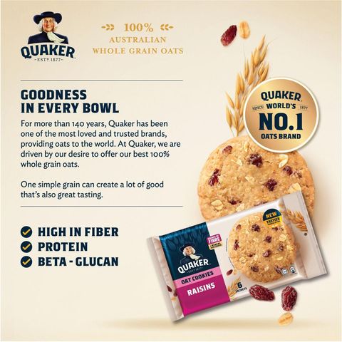 Quaker Raisin Oatmeal Cookies 6s x 27g