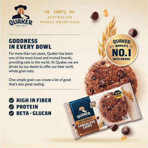 Quaker Oatmeal Cookies - Chocolate Chips, 6s x 27g