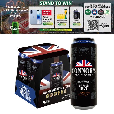 Connor's Stout Porter Draught Can 4 x 490ml (Recyclable)