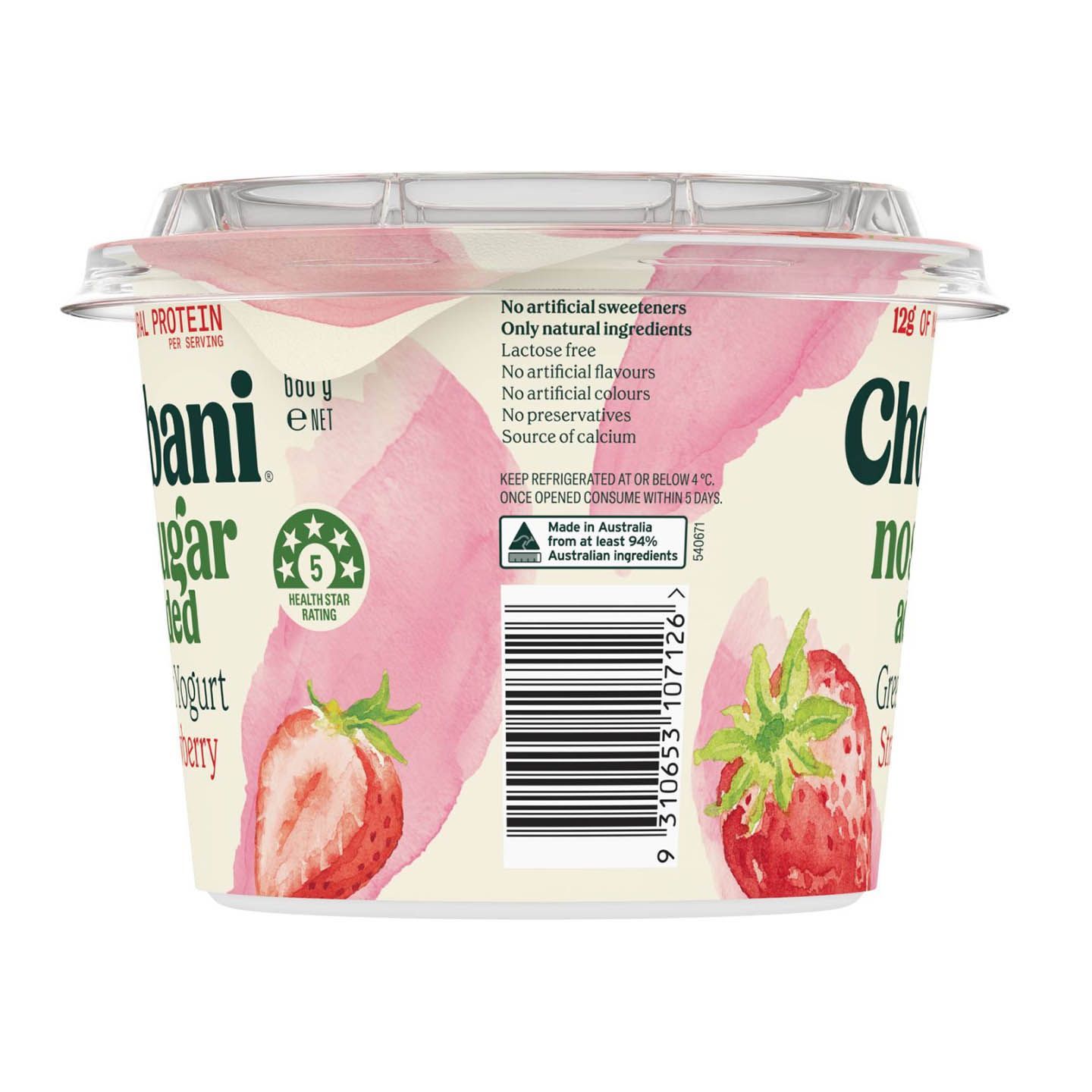 Order Chobani No Sugar Added Greek Yogurt Strawberry 680g from