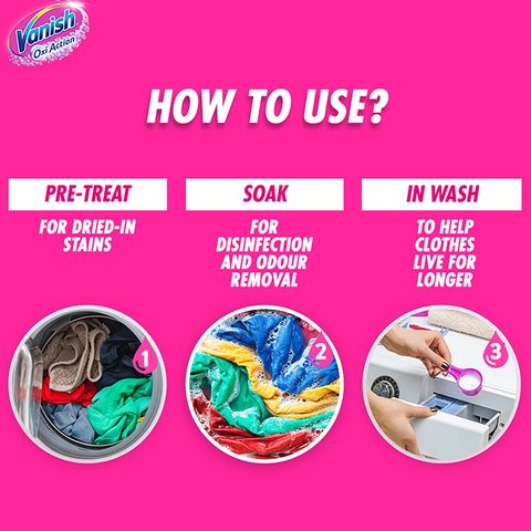 Vanish Stain Remover Pink Oxi Action Detergent Powder 900g