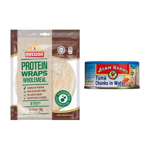 [Bundle] Ayam Brand Tuna Chunks in Water 150g + Mission Protein Wholemeal Tortilla Wrap 360g