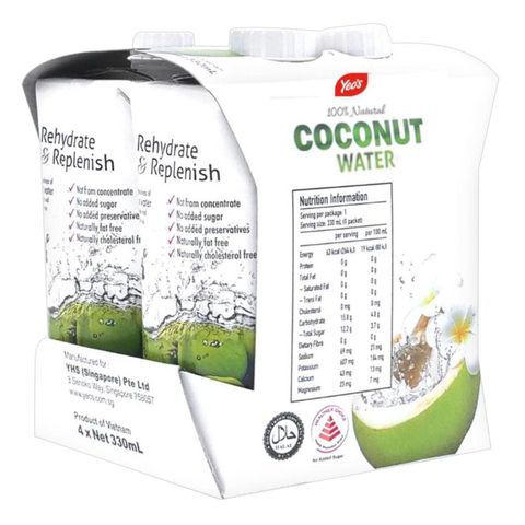 Yeo's 100% Coconut Water 4 x 330ml