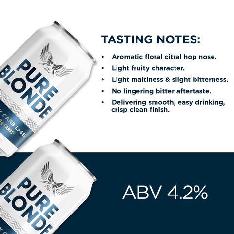 Pure Blonde Ultra Low Carb Can Beer 6s x 375ml