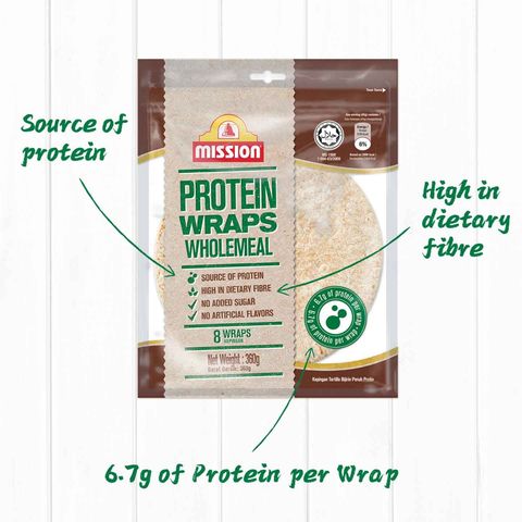 Mission  Protein Wholemeal Tortilla Wraps 360g