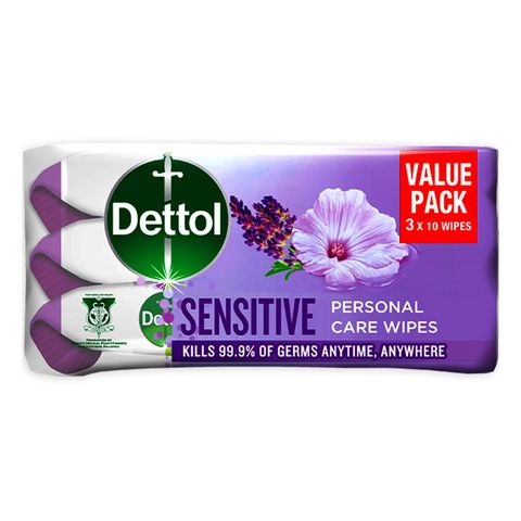 Dettol Sensitive Wet Wipes (Bundle of 3) 3 x 10 Pieces