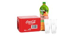 [GWP Bundle] Coca-Cola Original Taste & Fuze Tea Peach Mint Tea Free Fanta Glass Set