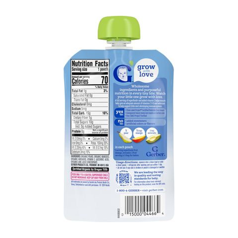 Gerber 2nd Foods Pear Mango Avocado Pouch Puree (From 12 Months) 99g