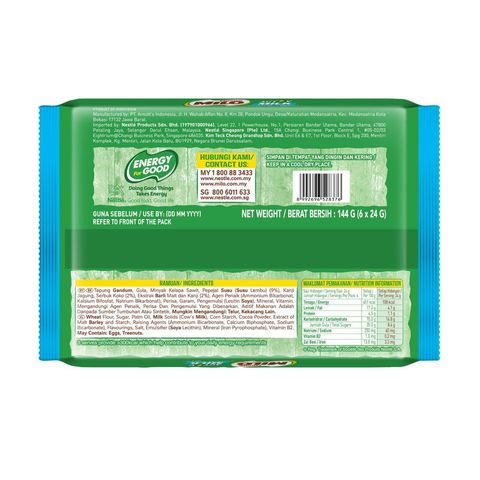 Milo Biscuits Sandwich Milk Multipack 6 x 24g