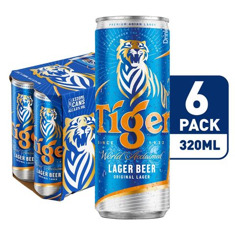 Tiger Lager Beer Can 6s x 320ml