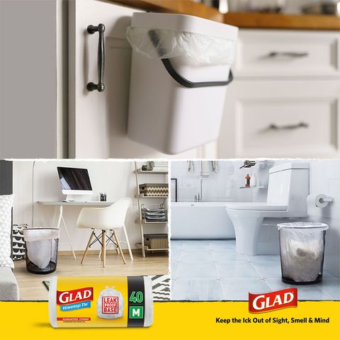 Glad Wavetop Kitchen Tidy Trash Bags Medium 40 Pieces