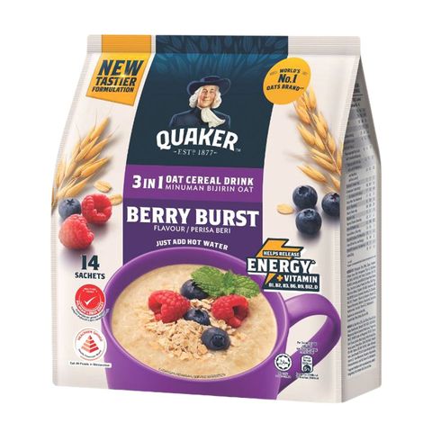 Quaker 3 in 1 Berry Burst Oat Cereal Drink 14 x 28g