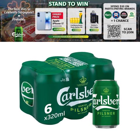 Carlsberg Danish Pilsner Beer Can 6 x 320ml (Recyclable)