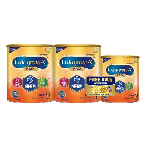 Enfagrow Pro A+ Stage 3 Milk Powder Formula for Children DHA+ (1-3 Years) Promo 2 Packs x 1.65kg with FOC 800g