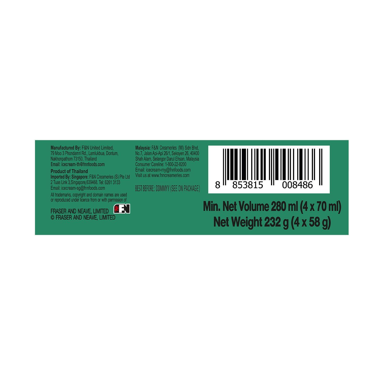 Order Magnolia Almond Crush Ice Cream Mint 4 x 70ml from pandamart