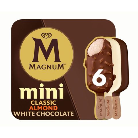 Magnum Mini Classic Almond White Ice Cream Multipack 6pcs x 55ml