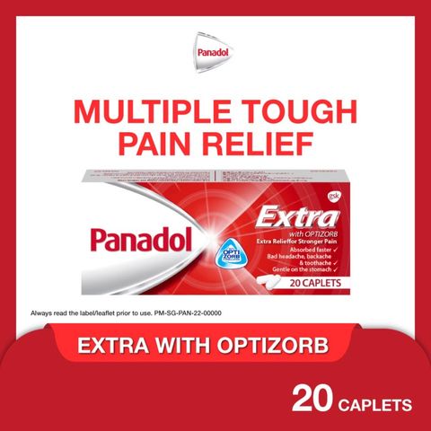 Panadol Extra with Optizorb, Paracetamol for Strong & Tough Pain Relief, Migraine, Headache, Fever 20pcs