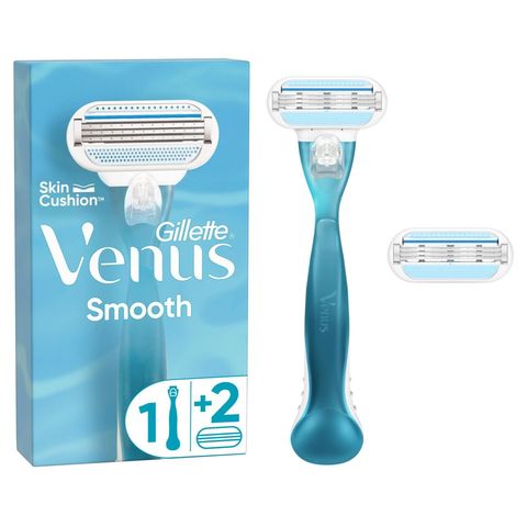 Gillette Venus Smooth Razor Handle for Women + 2 Razor Blade Refills