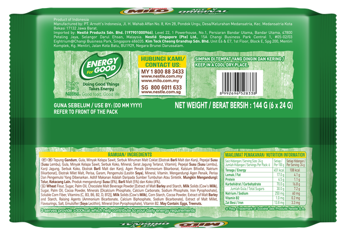 Milo Biscuits Sandwich Original Multipack 6 x 24g