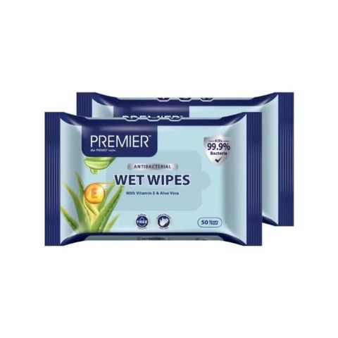Premier Antibacterial Wet Wipes 2 x 50s