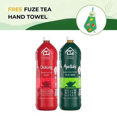 [GWP Bundle] ATH Ayataka No Sugar Japanese Green Tea & ATH Da Hong Pao No Sugar Oolong Tea with Fuze Tea Hand Towel 1 Piece