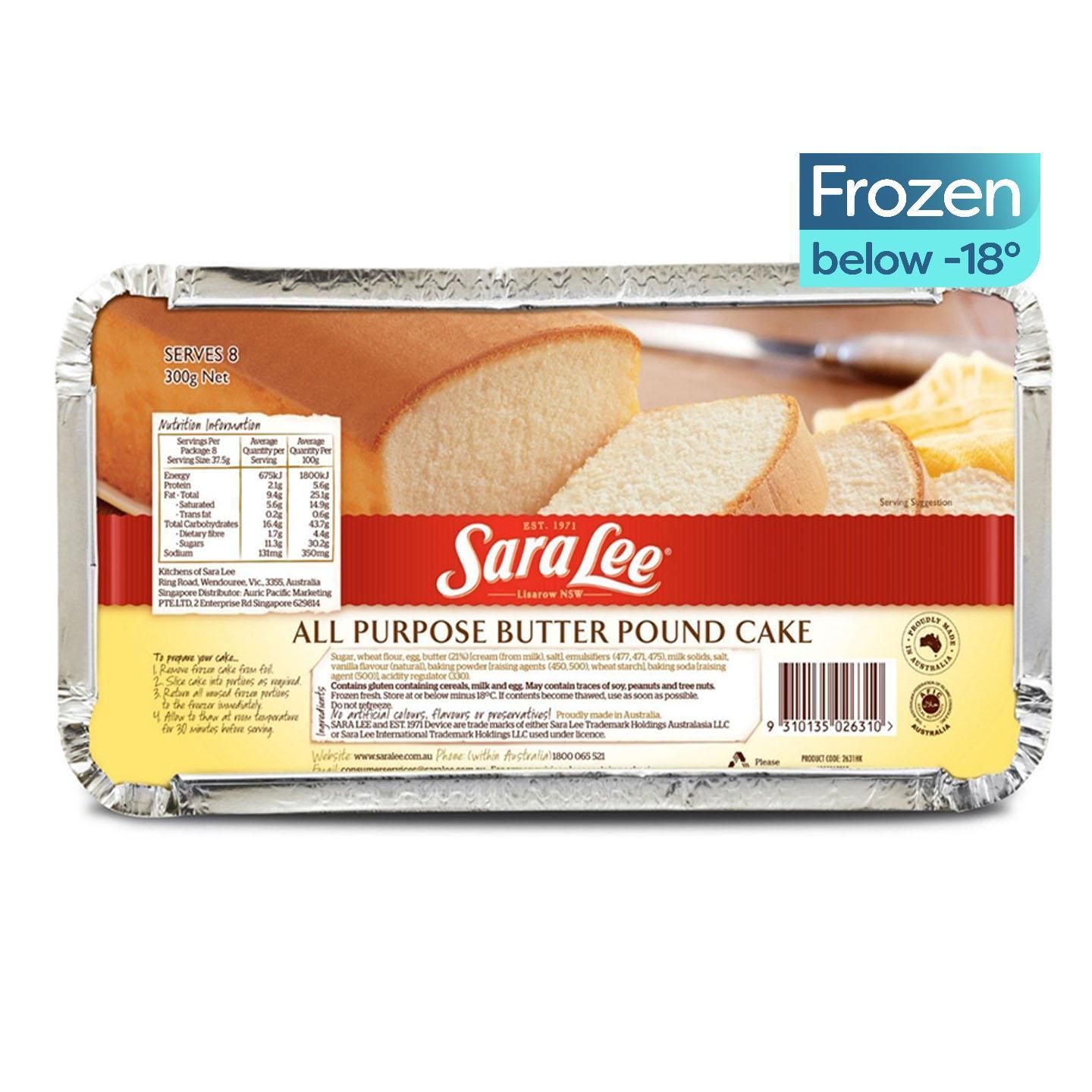 Order Sara Lee Frozen All Purpose Butter Pound Cake 300g from