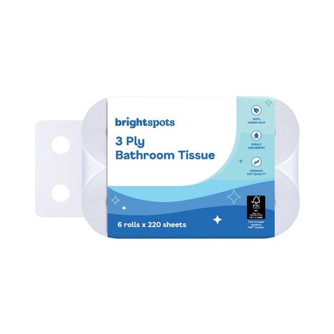 brightspots 3 Ply Toilet Rolls 6 x 220 Sheets