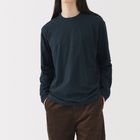 男起毛圓領長袖T恤深藍 M #4547315467600