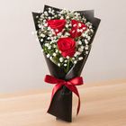 Scarlet Red x Starry Sky 3-Rose Bouquet 1 Piece