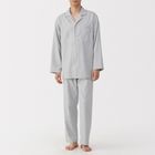 男無側縫法蘭絨長袖家居睡衣灰色 M #4547315331826
