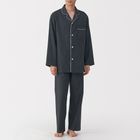 男無側縫法蘭絨長袖家居睡衣深灰紋樣 XL #4547315332090