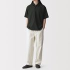 男透氣短袖布帛POLO衫黑色L #4548076936428