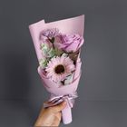 三合一向日葵紫玫康乃馨香皂花束 30 x 12cm 1 束
