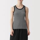 Women's Smooth Ribbed Tank Top Black Stripes S #4550723068932
