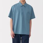 男透氣短袖布帛POLO衫煙燻藍S #4550584643545