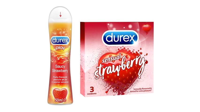 Durex Lube Strawberry 50ml and Durex Spice Sensual Strawberry 3'S