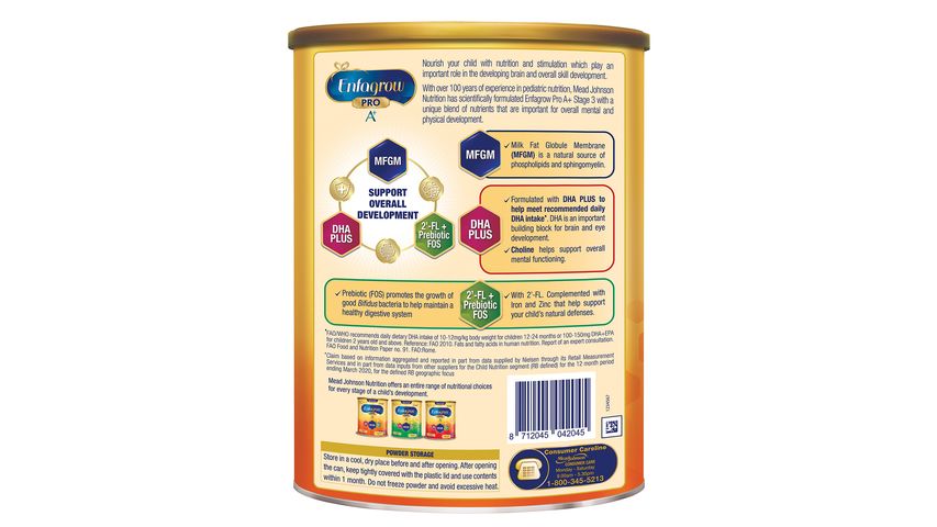 Enfagrow Pro A+ Stage 3 2-FL+ MFGM Growing up Milk (1-3 Years) 1.65kg