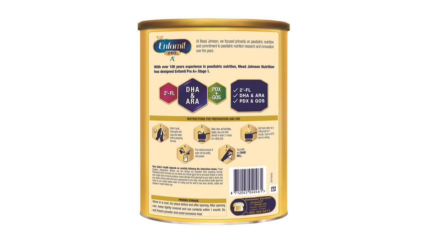 Enfamil Pro A Stage 1 Infant Baby Milk Powder Formula 12 Months 1.65kg