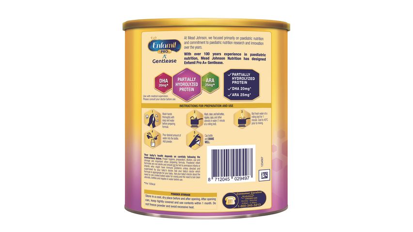 Enfamil A+ Stage 1 Gentlease 360DHA+ Infant Formula (0-12 Months) 800g