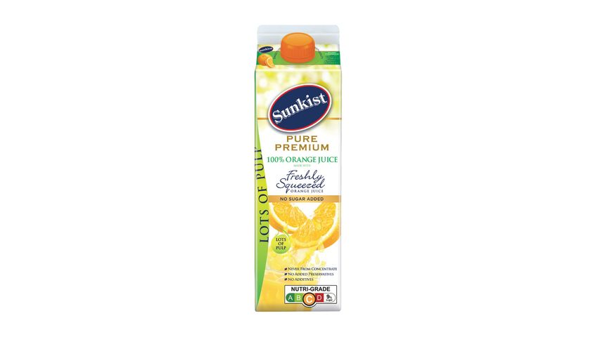 Sunkist Pure Premium 100% Orange Juice - Lots Of Pulp 1L