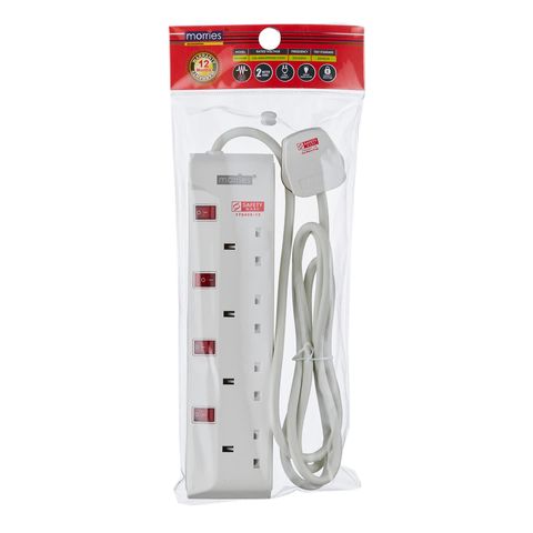 Morries 4-way Extension Cord with Surge Protection 2m 1 Piece