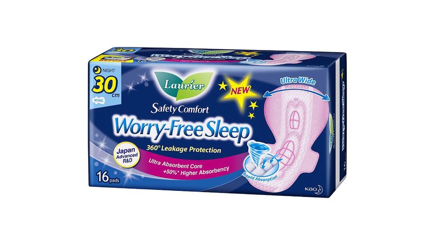 Laurier Safety Comfort Night Wing Sanitary Pads 30cm 16s