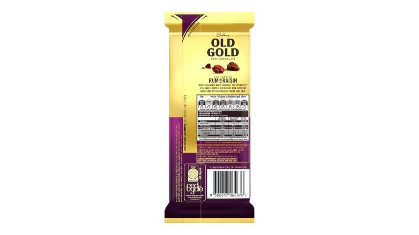 Cadbury Old Gold Rum and Raisin Chocolate Bar 180g