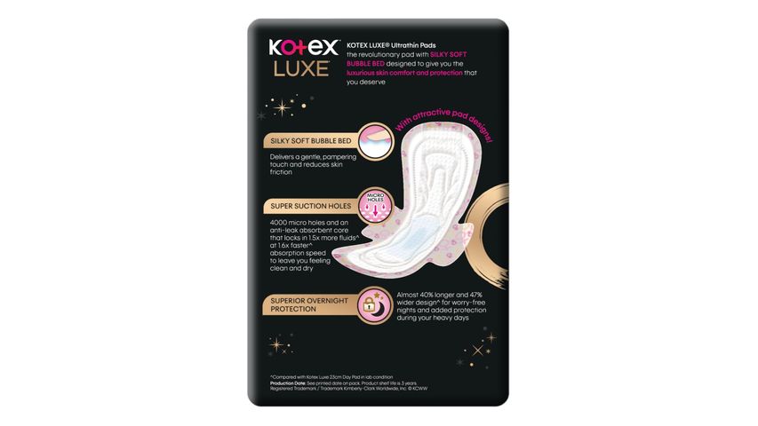 Kotex Luxe Ultrathin Night Wing Sanitary Pads 32cm 12s