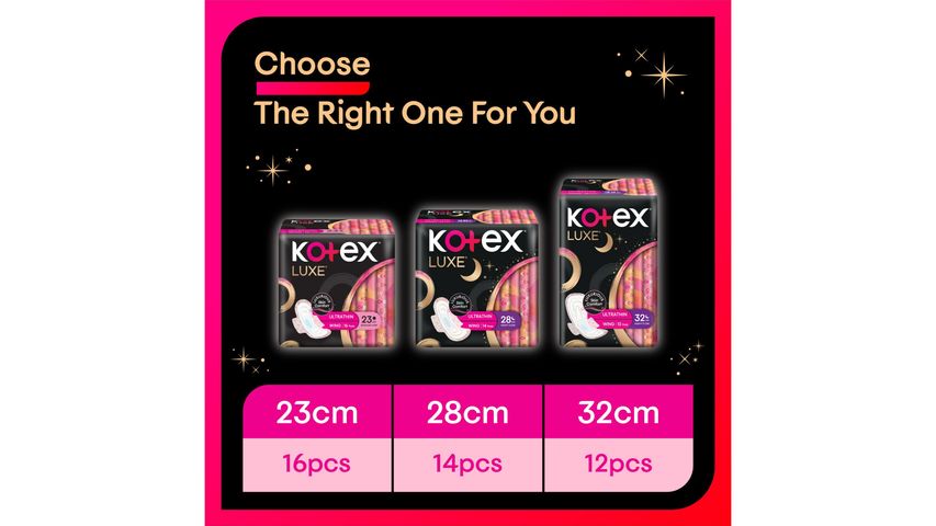 Kotex Luxe Ultrathin Night Wing Sanitary Pads 28cm 14s