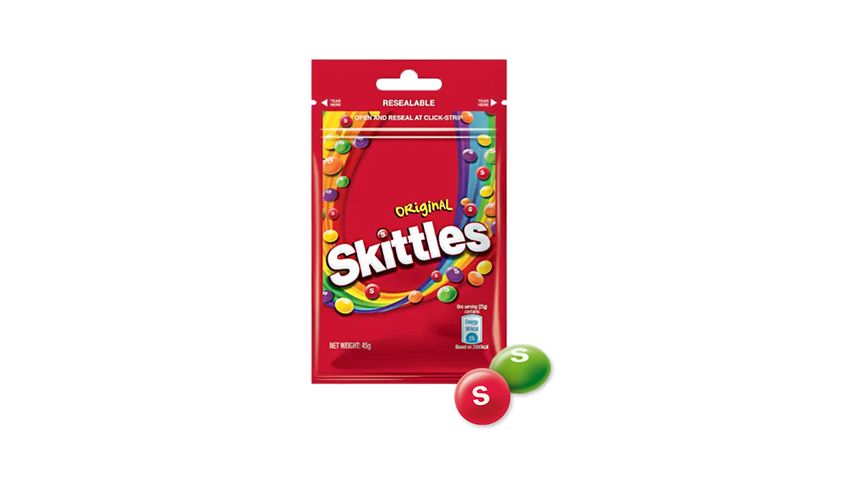 Skittles Original Candy Resealable Pack 45g